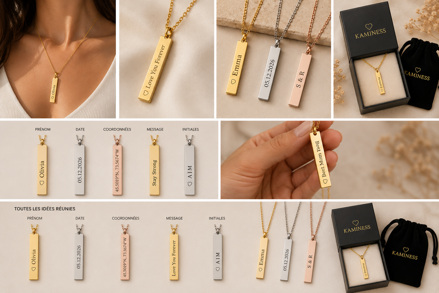 Personalized Vertical Bar Necklace